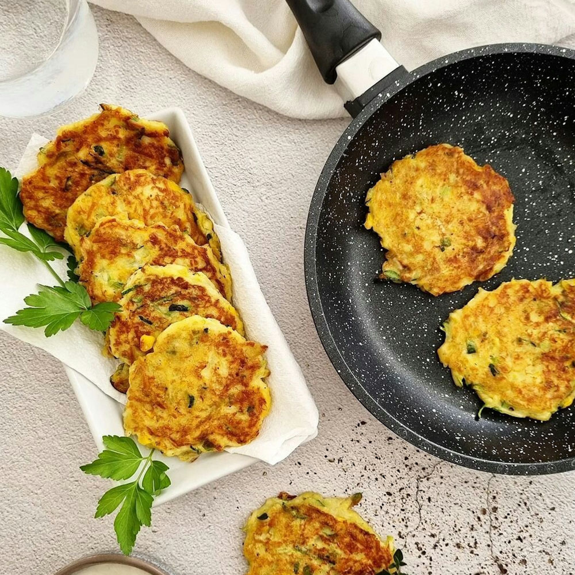 Creamed Corn, Zucchini and Haloumi Fritters Recipe